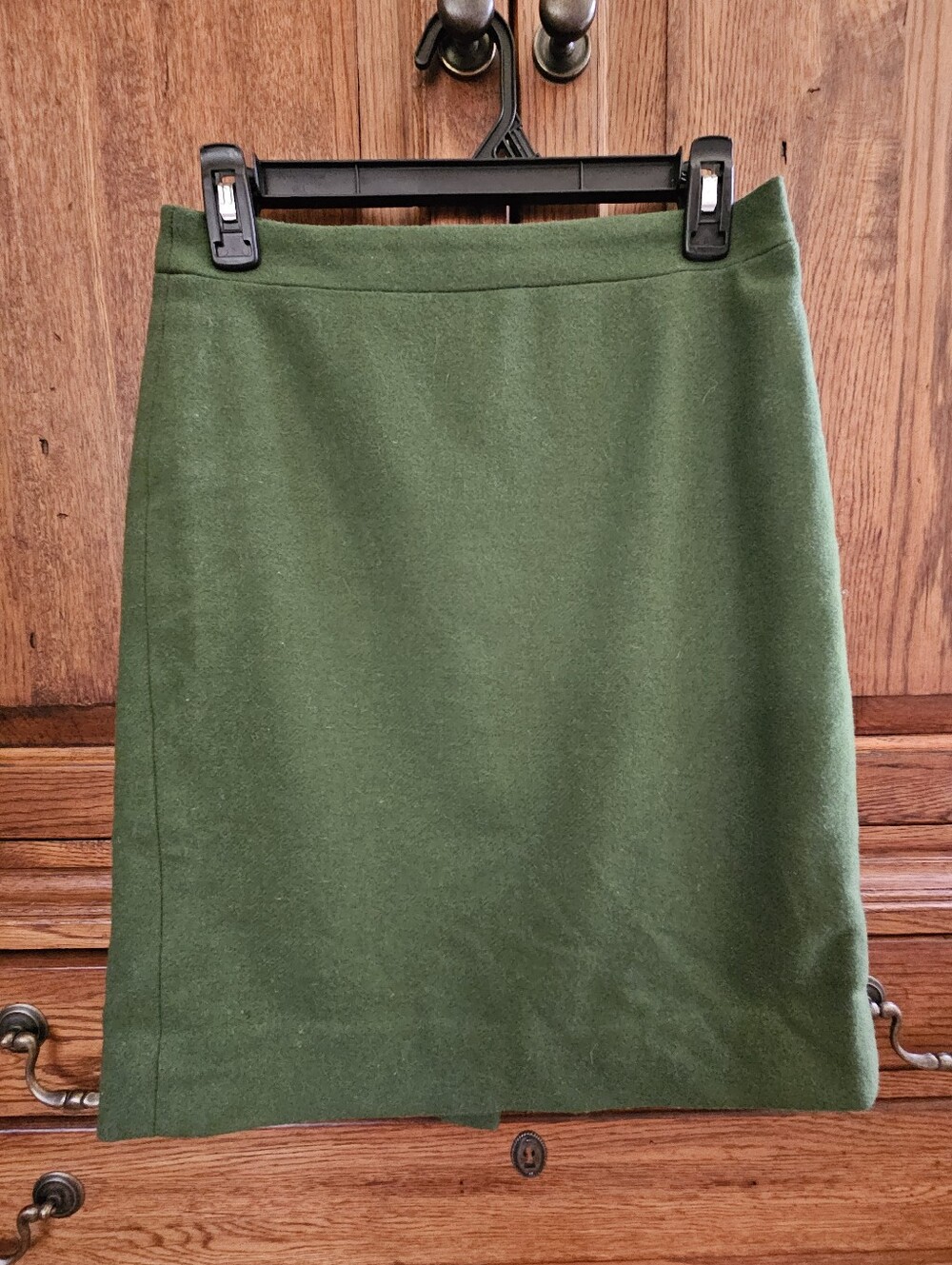 J. Crew The Pencil Skirt Womens Size 00 Green Wool Blend Lined Knee Length